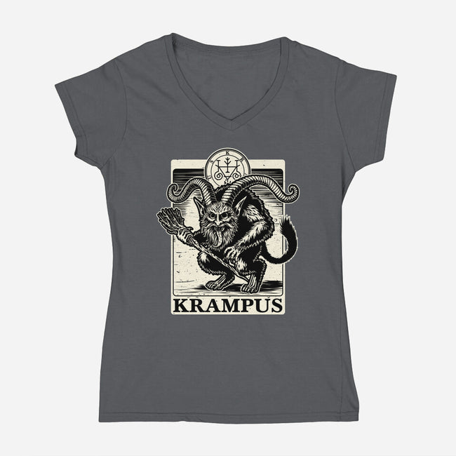 Goetia Krampus Christmas-Womens-V-Neck-Tee-Studio Mootant