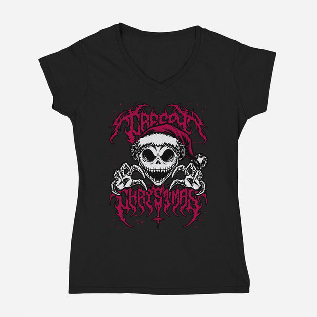 Creepy Christmas Skeleton Spooky-Womens-V-Neck-Tee-Studio Mootant