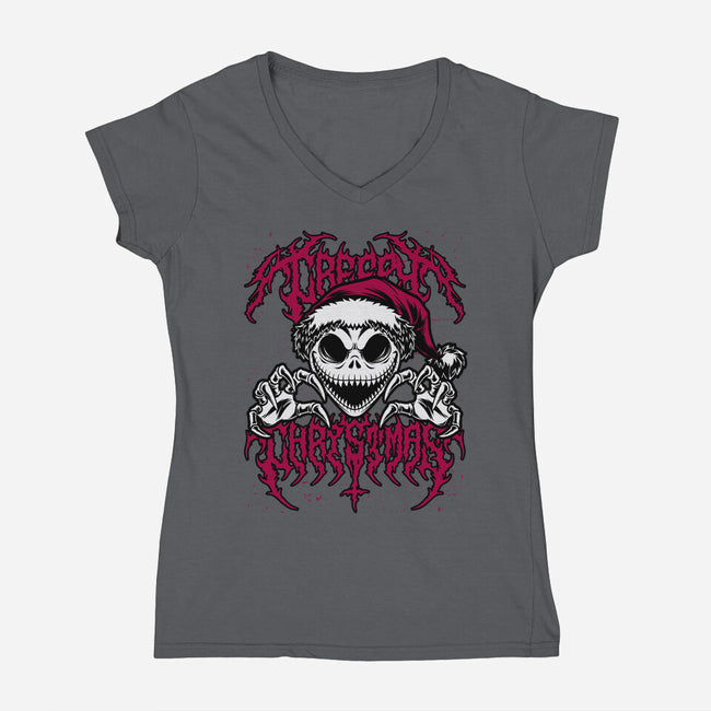 Creepy Christmas Skeleton Spooky-Womens-V-Neck-Tee-Studio Mootant