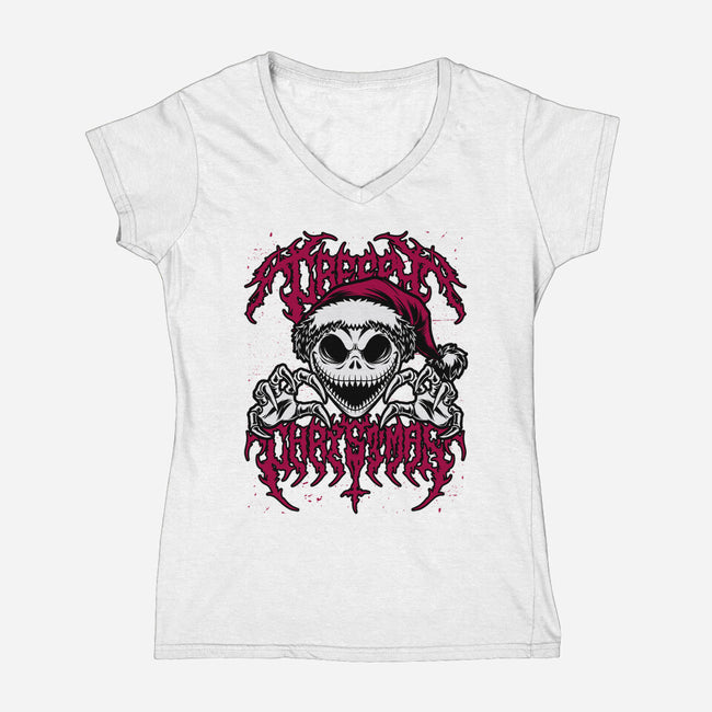 Creepy Christmas Skeleton Spooky-Womens-V-Neck-Tee-Studio Mootant