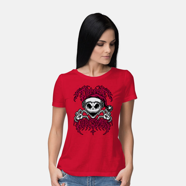 Creepy Christmas Skeleton Spooky-Womens-Basic-Tee-Studio Mootant
