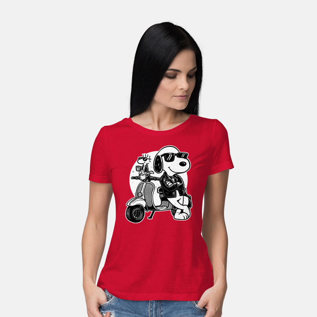 Cool Beagle Biker-Womens-Basic-Tee-Studio Mootant