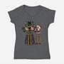 Santa’s Little Cultist-Womens-V-Neck-Tee-Loobs