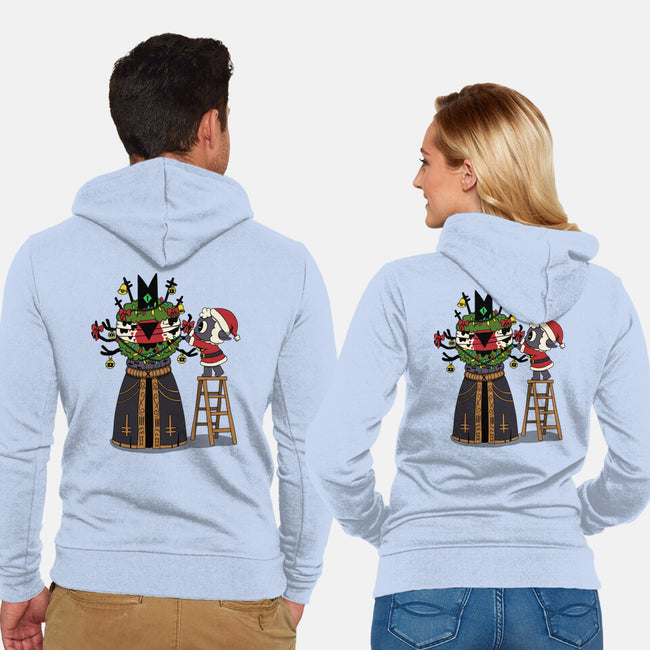 Santa’s Little Cultist-Unisex-Zip-Up-Sweatshirt-Loobs