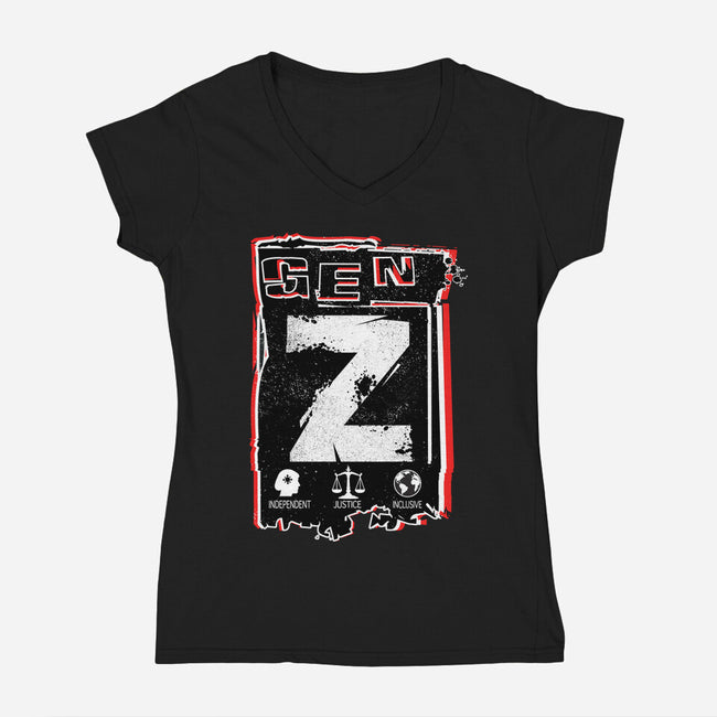 Gen Z Digital Natives-Womens-V-Neck-Tee-palmstreet
