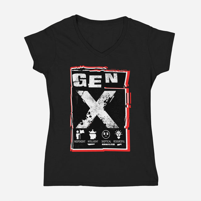 X Marks The Spot Gen X-Womens-V-Neck-Tee-palmstreet