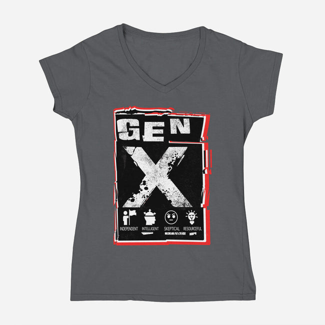 X Marks The Spot Gen X-Womens-V-Neck-Tee-palmstreet