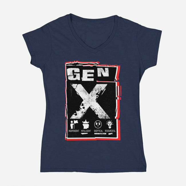 X Marks The Spot Gen X-Womens-V-Neck-Tee-palmstreet
