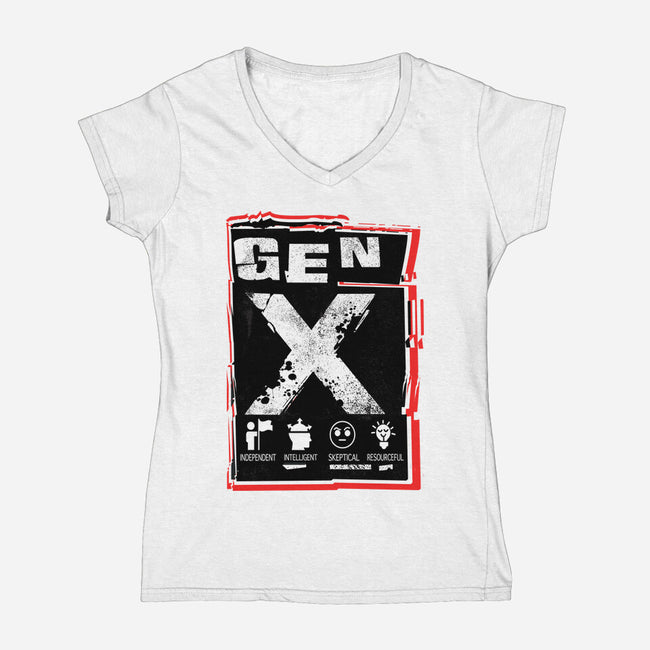X Marks The Spot Gen X-Womens-V-Neck-Tee-palmstreet