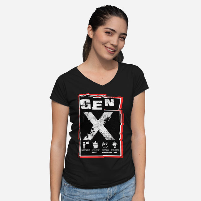 X Marks The Spot Gen X-Womens-V-Neck-Tee-palmstreet