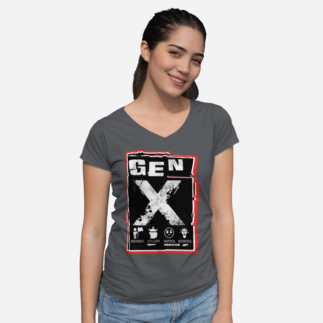 X Marks The Spot Gen X-Womens-V-Neck-Tee-palmstreet