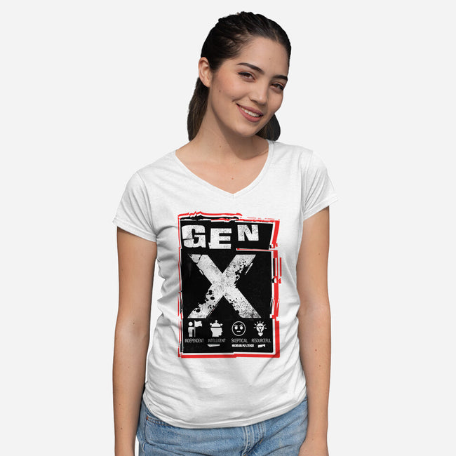 X Marks The Spot Gen X-Womens-V-Neck-Tee-palmstreet