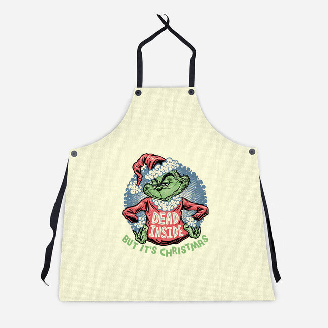 Dead Inside But It's Christmas-Unisex-Kitchen-Apron-glitchygorilla