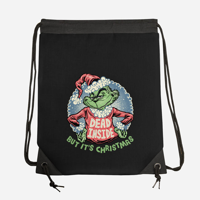Dead Inside But It's Christmas-None-Drawstring-Bag-glitchygorilla