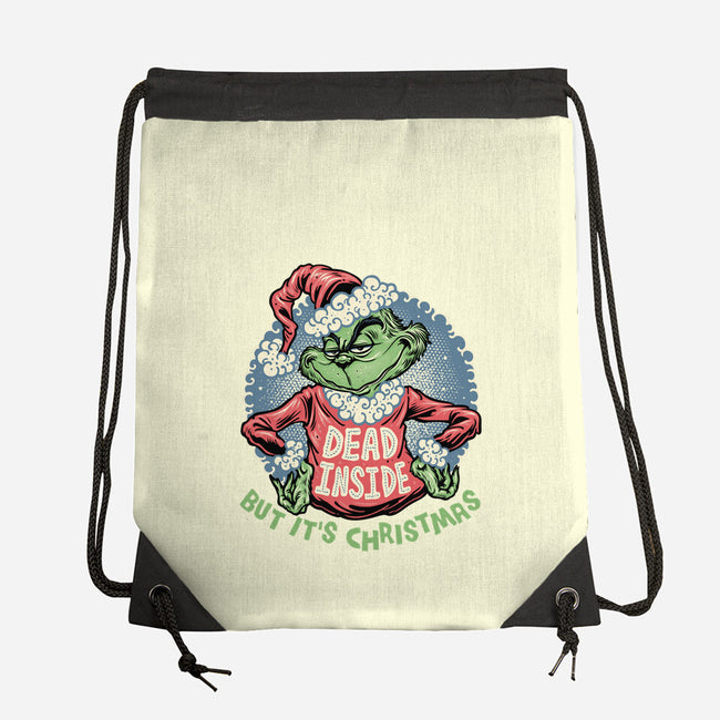 Dead Inside But It's Christmas-None-Drawstring-Bag-glitchygorilla