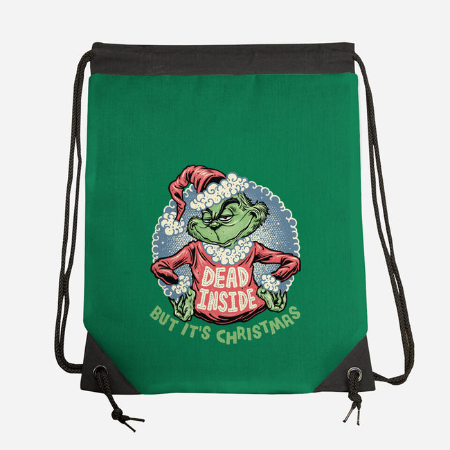 Dead Inside But It's Christmas-None-Drawstring-Bag-glitchygorilla