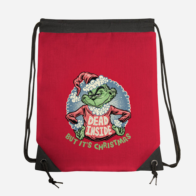 Dead Inside But It's Christmas-None-Drawstring-Bag-glitchygorilla