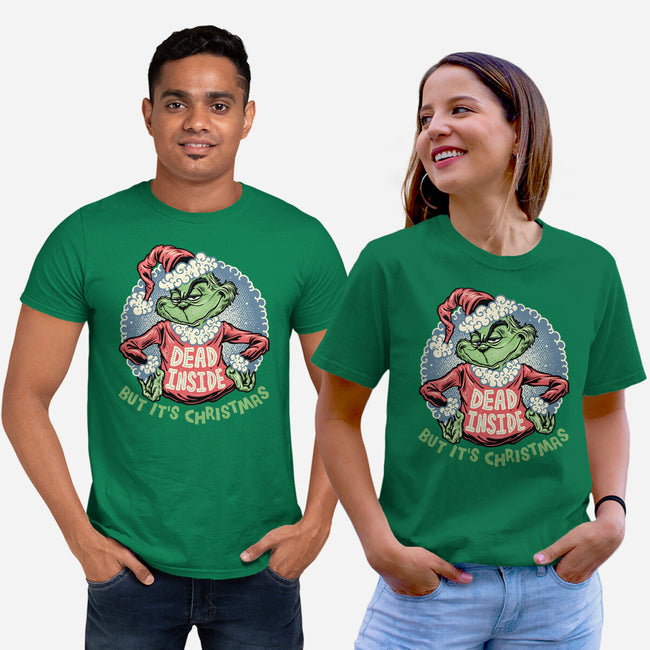 Dead Inside But It's Christmas-Unisex-Basic-Tee-glitchygorilla