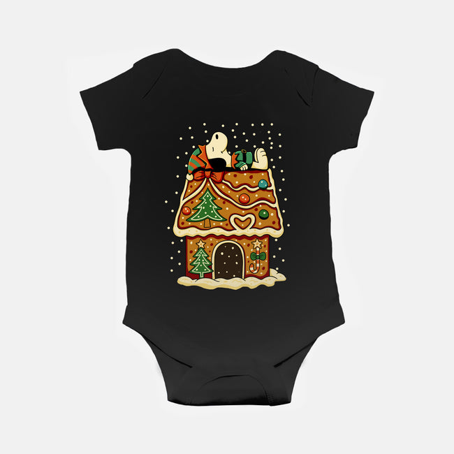 Snoopy On Gingerbread House-Baby-Basic-Onesie-JamesQJO