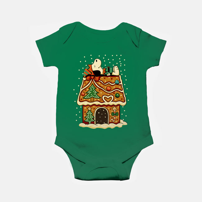 Snoopy On Gingerbread House-Baby-Basic-Onesie-JamesQJO