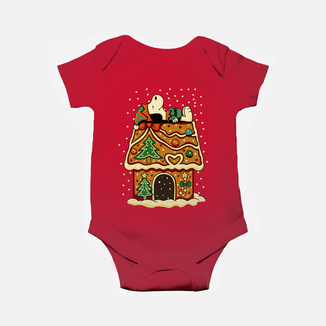 Snoopy On Gingerbread House-Baby-Basic-Onesie-JamesQJO