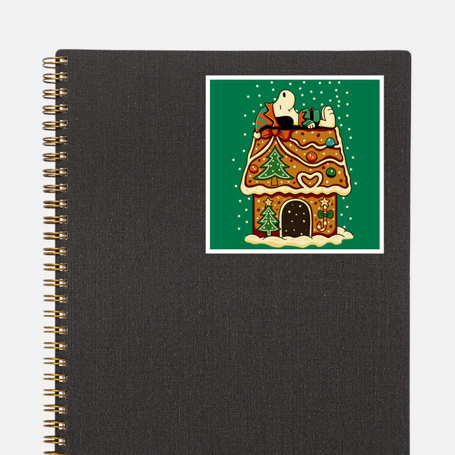 Snoopy On Gingerbread House-None-Glossy-Sticker-JamesQJO