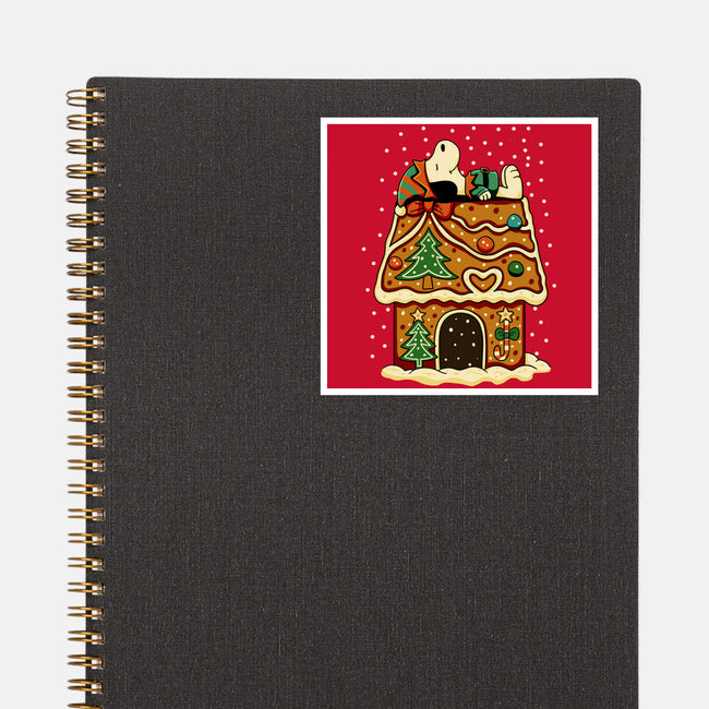 Snoopy On Gingerbread House-None-Glossy-Sticker-JamesQJO