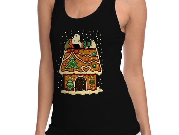 Snoopy On Gingerbread House