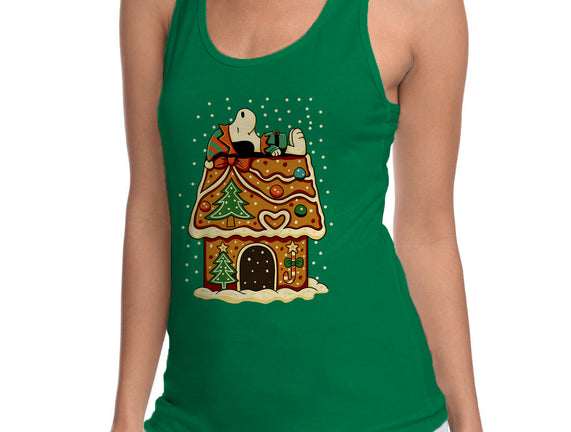 Snoopy On Gingerbread House