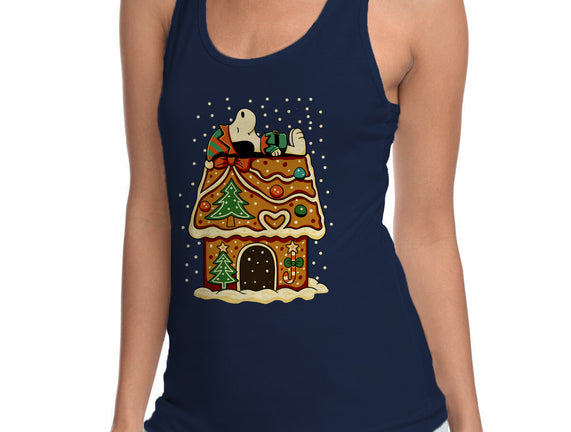 Snoopy On Gingerbread House