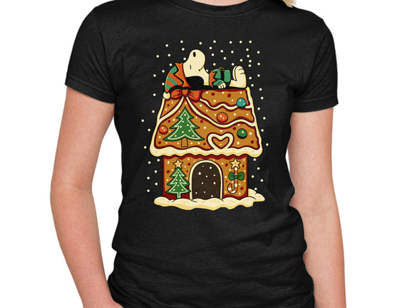 Snoopy On Gingerbread House