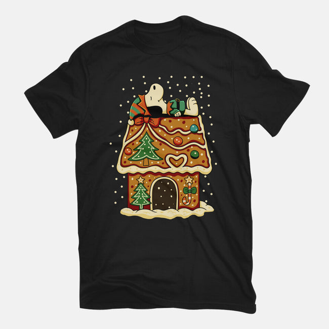 Snoopy On Gingerbread House-Unisex-Basic-Tee-JamesQJO