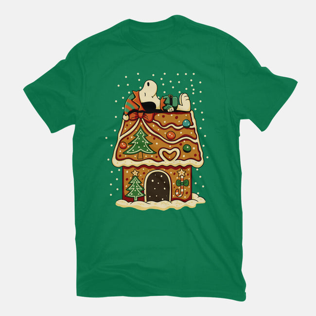 Snoopy On Gingerbread House-Womens-Fitted-Tee-JamesQJO