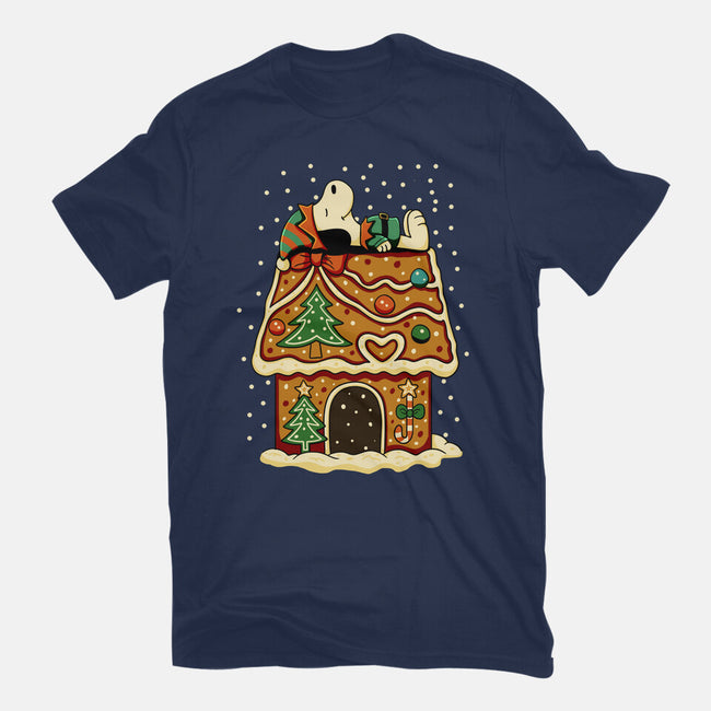 Snoopy On Gingerbread House-Mens-Heavyweight-Tee-JamesQJO