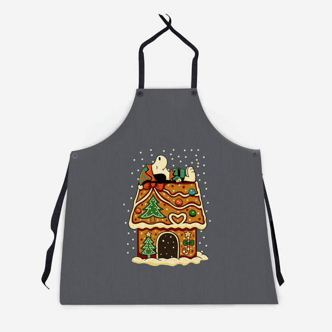 Snoopy On Gingerbread House-Unisex-Kitchen-Apron-JamesQJO
