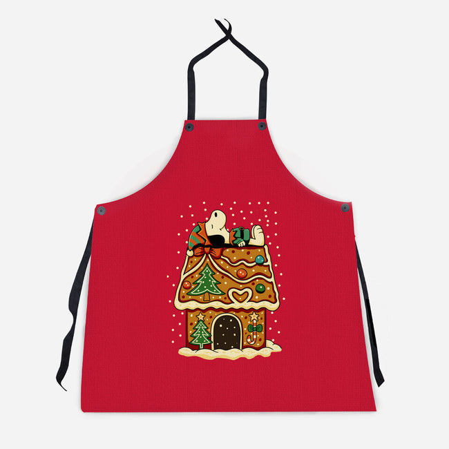 Snoopy On Gingerbread House-Unisex-Kitchen-Apron-JamesQJO