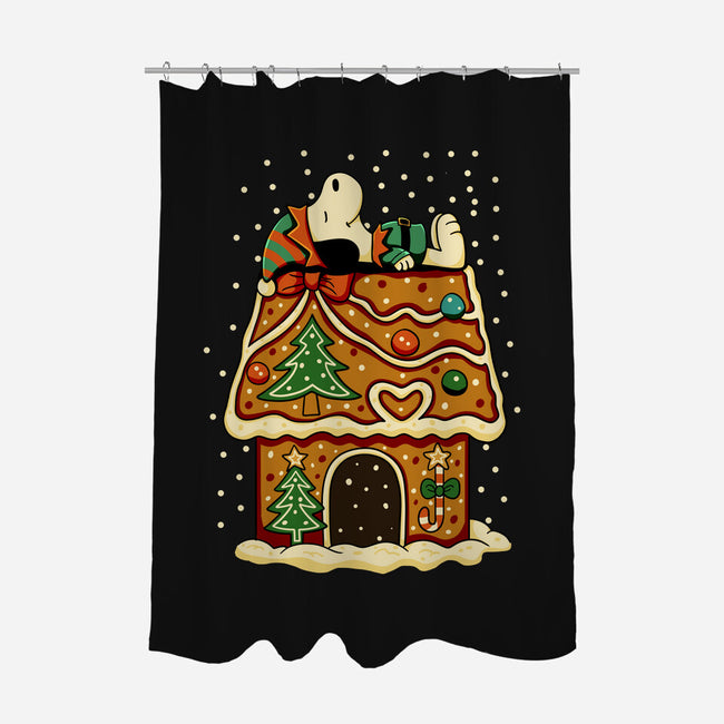 Snoopy On Gingerbread House-None-Polyester-Shower Curtain-JamesQJO