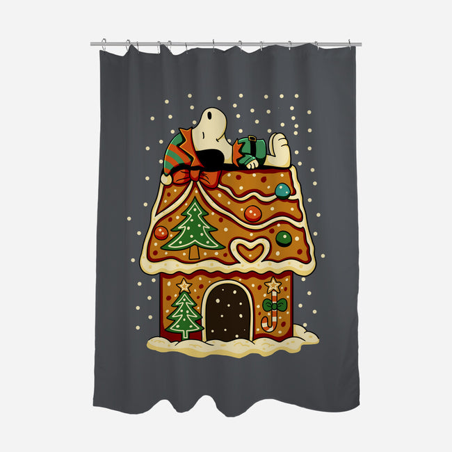 Snoopy On Gingerbread House-None-Polyester-Shower Curtain-JamesQJO