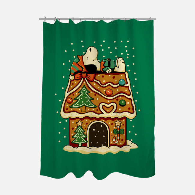 Snoopy On Gingerbread House-None-Polyester-Shower Curtain-JamesQJO