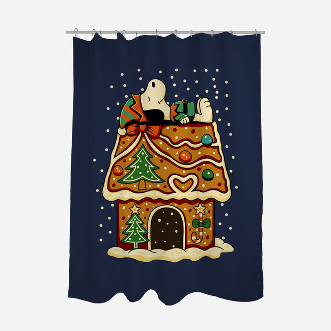 Snoopy On Gingerbread House-None-Polyester-Shower Curtain-JamesQJO