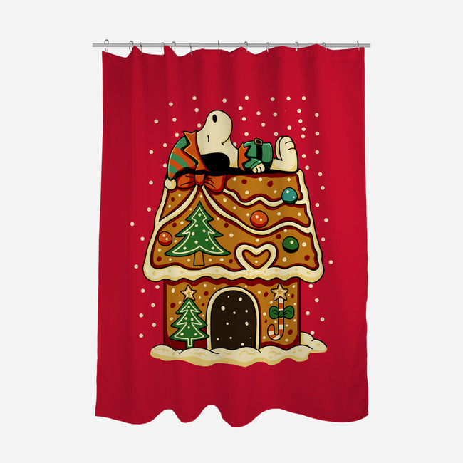 Snoopy On Gingerbread House-None-Polyester-Shower Curtain-JamesQJO