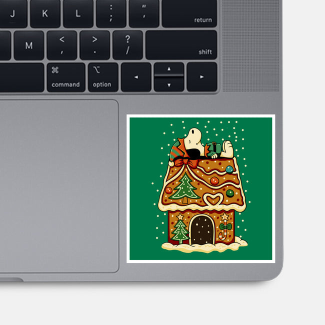 Snoopy On Gingerbread House-None-Glossy-Sticker-JamesQJO