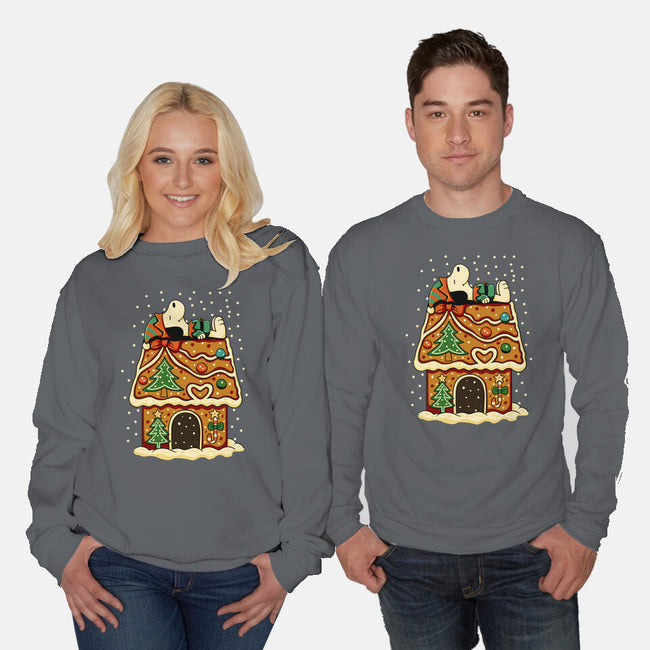 Snoopy On Gingerbread House-Unisex-Crew Neck-Sweatshirt-JamesQJO