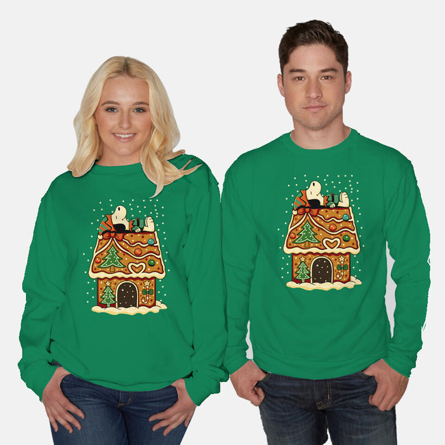 Snoopy On Gingerbread House-Unisex-Crew Neck-Sweatshirt-JamesQJO