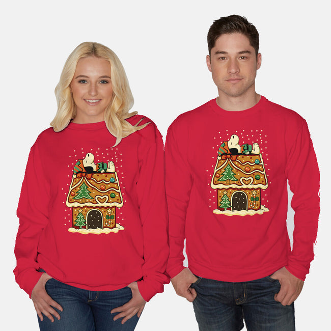 Snoopy On Gingerbread House-Unisex-Crew Neck-Sweatshirt-JamesQJO