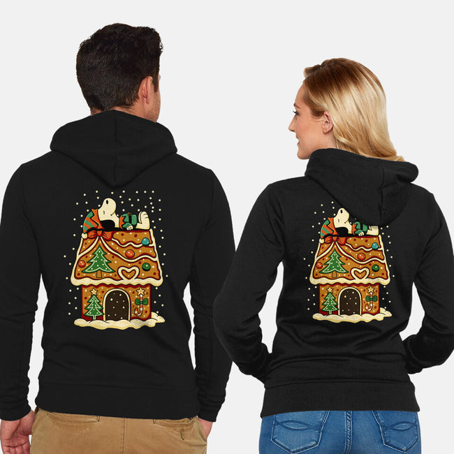 Snoopy On Gingerbread House-Unisex-Zip-Up-Sweatshirt-JamesQJO