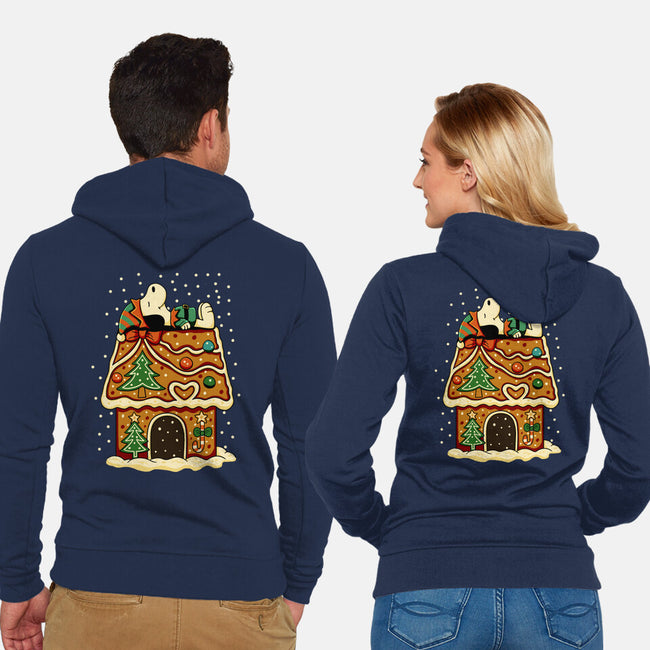 Snoopy On Gingerbread House-Unisex-Zip-Up-Sweatshirt-JamesQJO
