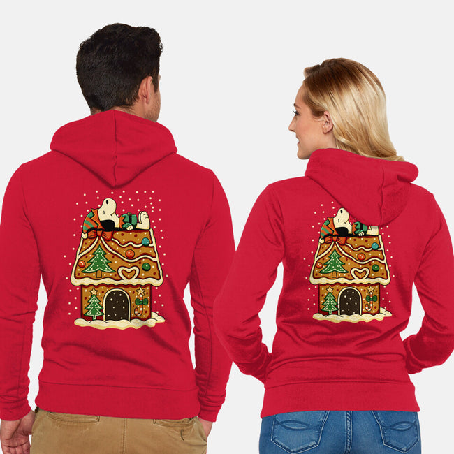 Snoopy On Gingerbread House-Unisex-Zip-Up-Sweatshirt-JamesQJO