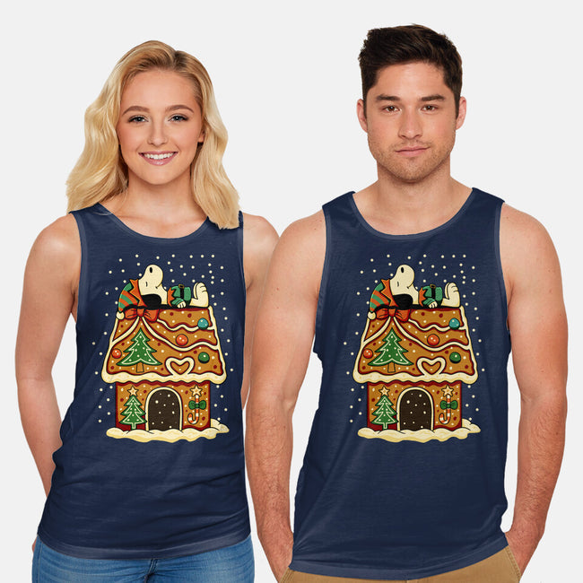 Snoopy On Gingerbread House-Unisex-Basic-Tank-JamesQJO