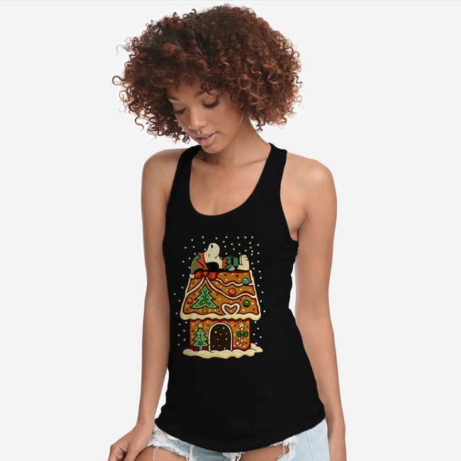 Snoopy On Gingerbread House-Womens-Racerback-Tank-JamesQJO